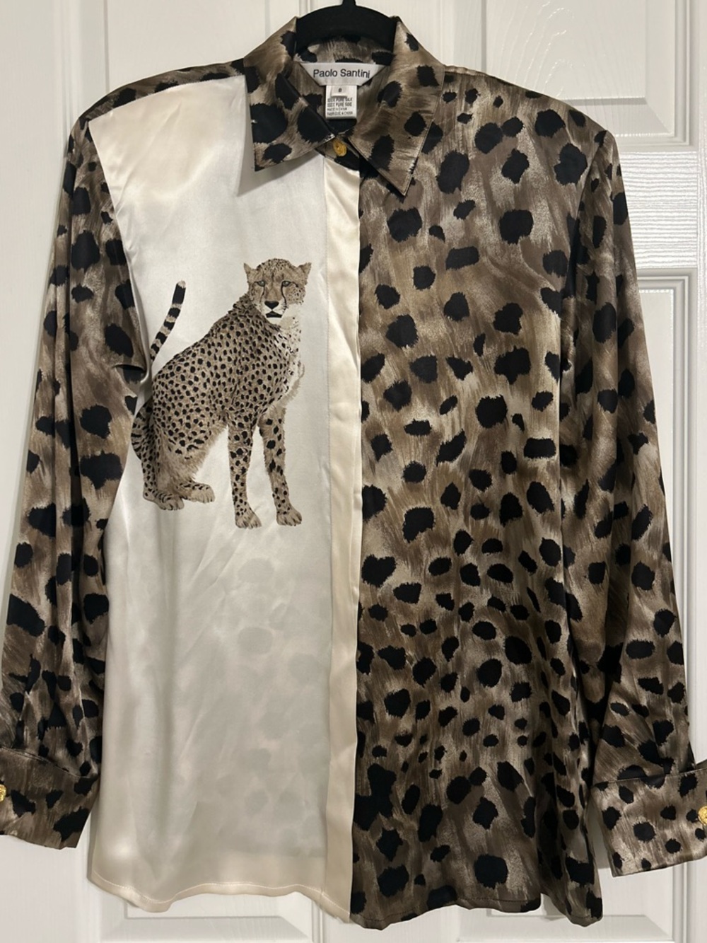 Paolo Santini Women's Animal Print Button-Down‎ Shirt - Brown/Black/Cream